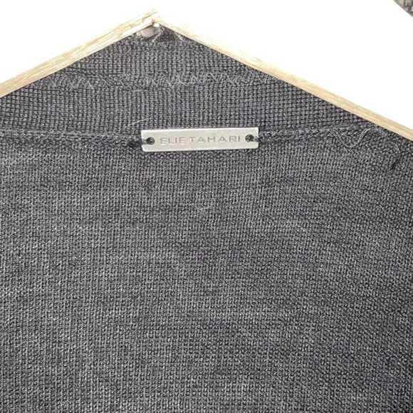 ELLIE Tahari Top Blue Black Twill Wool Blend Zippered Elbow Patch Womens X Small - Picture 7 of 12